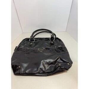 GUESS Black Croc-Embossed Handbag Women’s Shoulder Satchel Double Handles